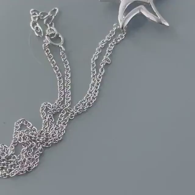 Sterling Silver Star Pendant Necklace: CZ Italian Chain