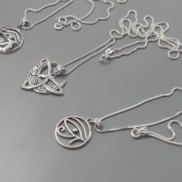 Sterling Silver Triskelion Moon & Eye of Horus Necklace
